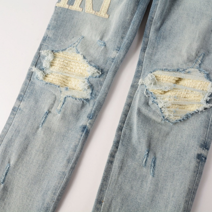 Amr White Patch Jeans