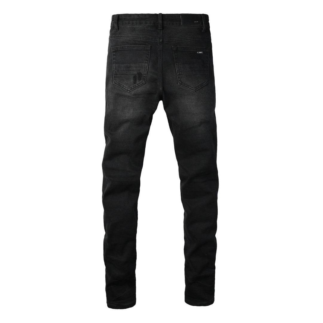 Amr Blue Ripped Patch Jeans