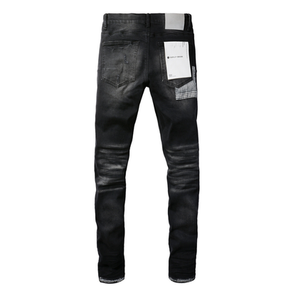 Purple Monogram Patch Ripped Jeans