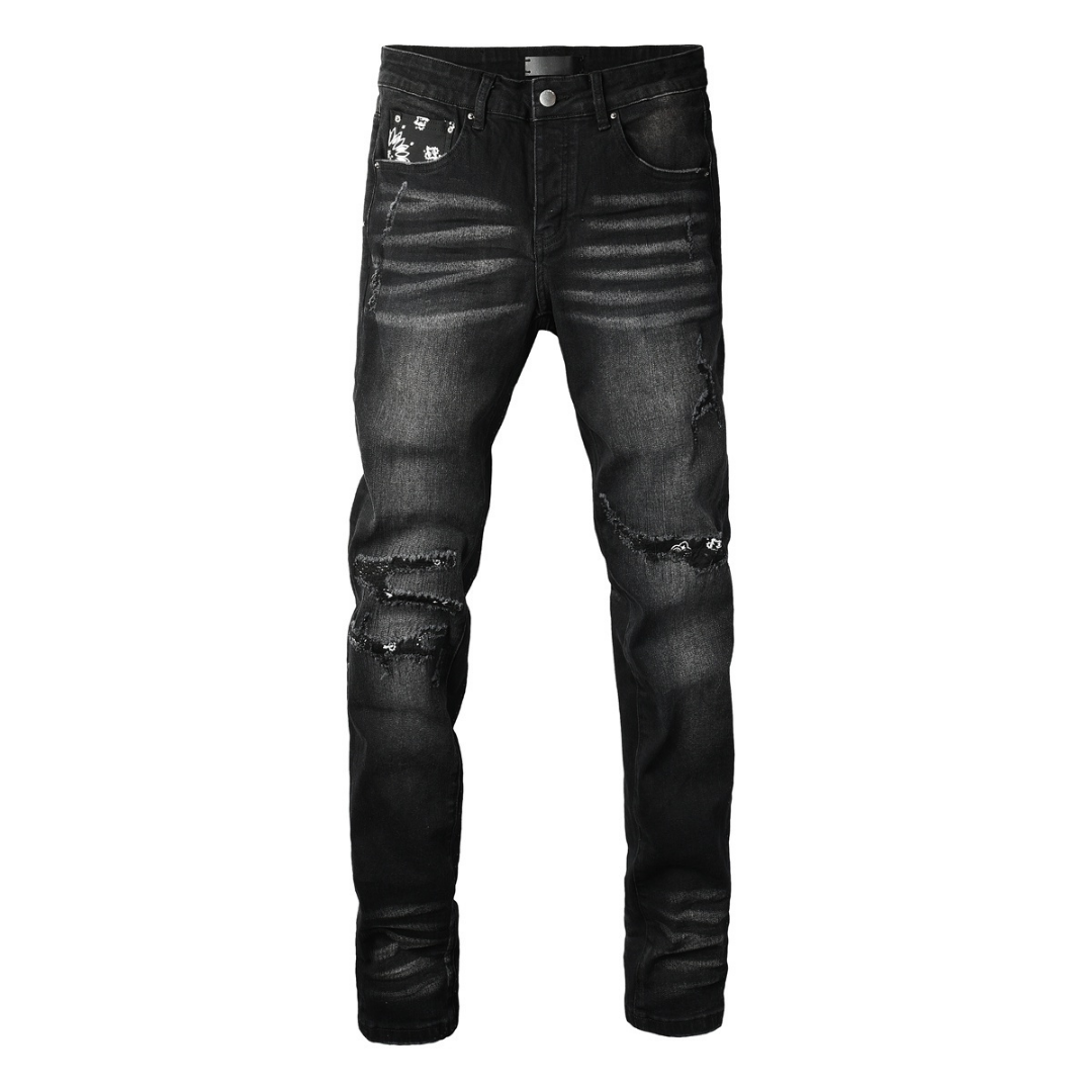 Amr Bandana Black Ripped Jeans
