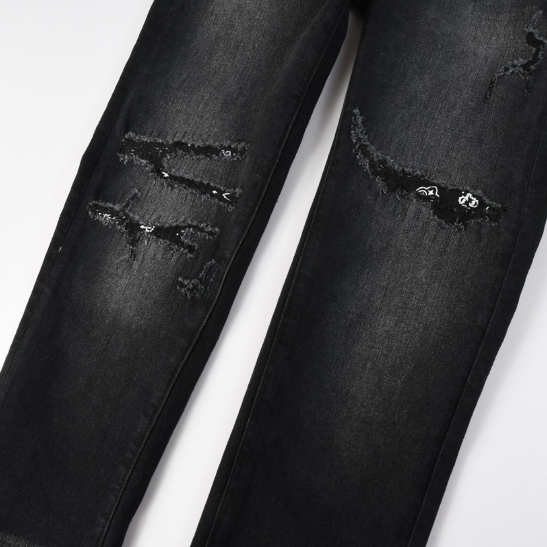 Amr Bandana Black Ripped Jeans