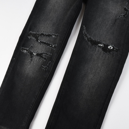 Amr Bandana Black Ripped Jeans