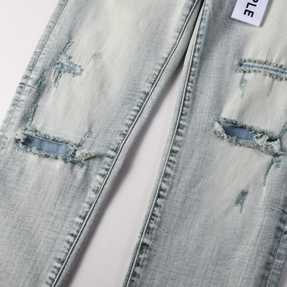 Purple Light Blue Ripped Jeans