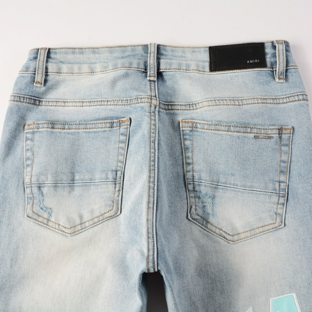 Amr Light Blue Patch Jeans