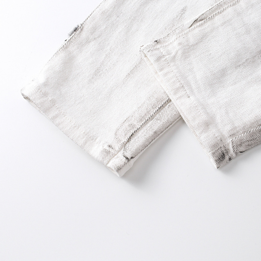 Purple White Distressed Jeans