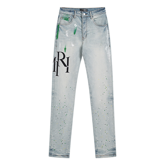 Amr Staggered Blue Jeans