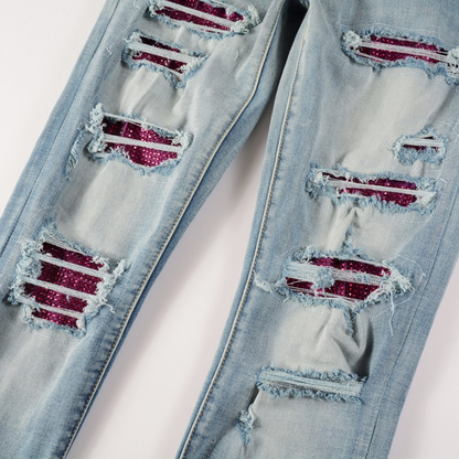 Amr Red Diamond Patch Jeans