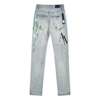 Amr Staggered Blue Jeans