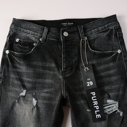 Purple Ripped Grey Black Jeans