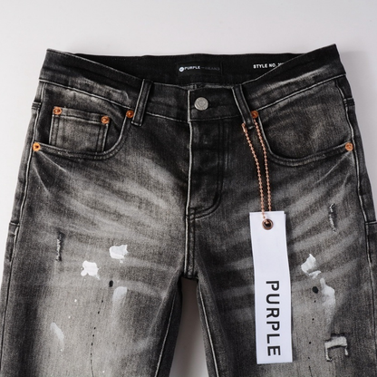 Purple Paint Ripped Jeans