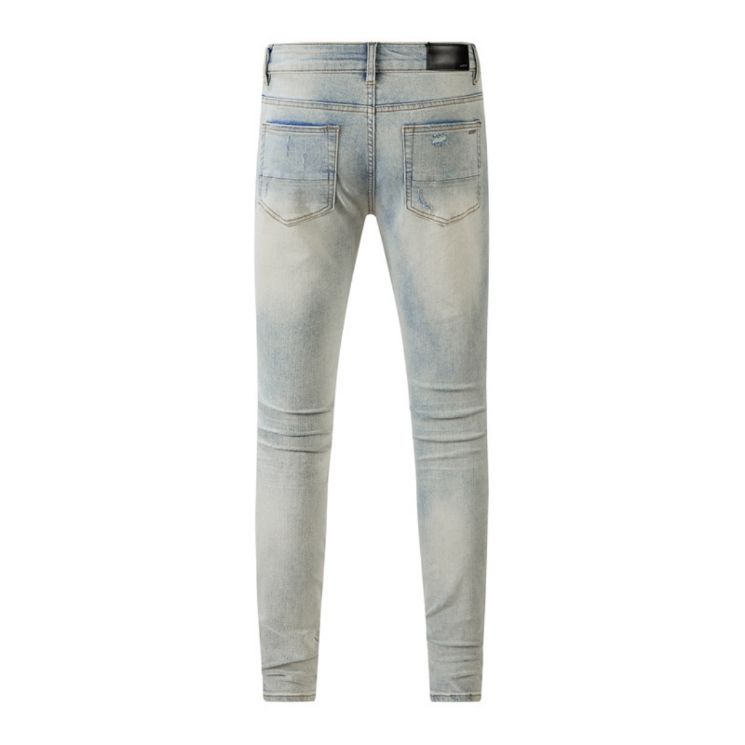 Amr Patch Ripped Blue Jeans