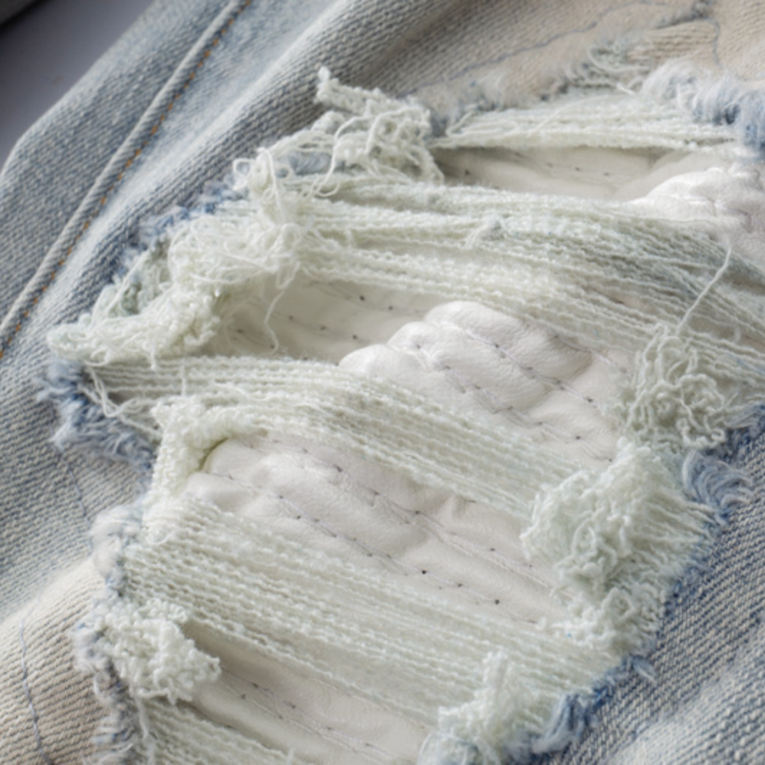 Amr Patch Ripped Blue Jeans