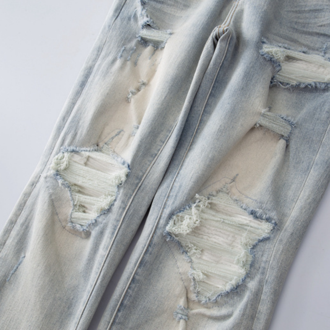 Amr Patch Ripped Blue Jeans