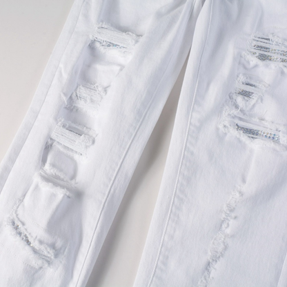 Amr White Ripped Jeans