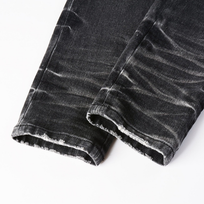 Amr Staggered Logo Black Jeans