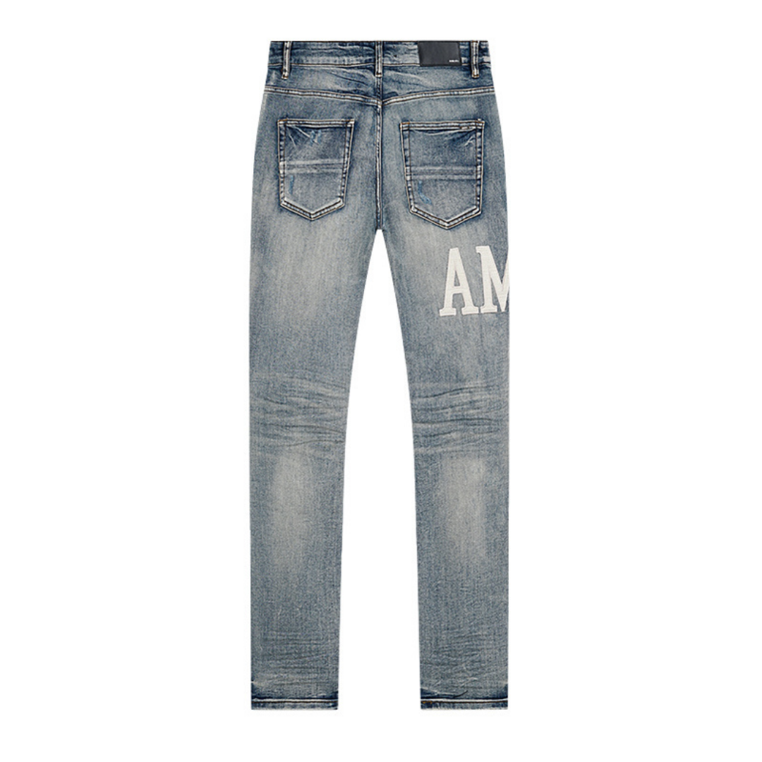 Amr White Logo Jeans