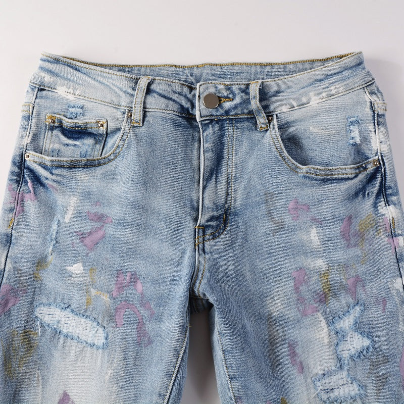 Amr Paint Splatter Blue Jeans