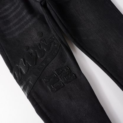 Amr Triple Black Logo Jeans